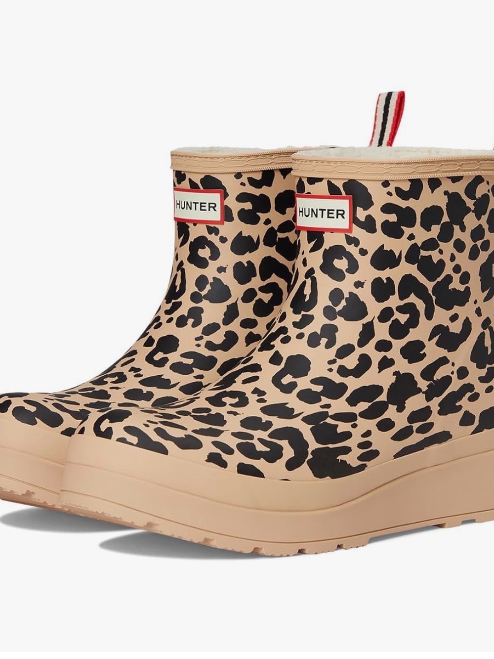 Hunter Beige Leopard Print Short Rain Boots